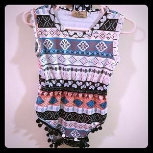 Adorable summer romper with matching head wrap/tie